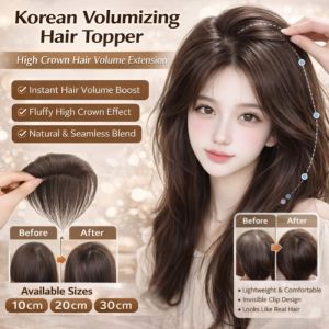 Voluminous Hair Extension Korean Style Wig Piece Volume Boost High Crown Clip In Hair Natural Look
