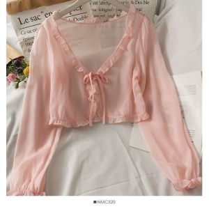 NOBLELYN Chống nắng Áo chống nắng Nơ ren Ruffle Áo sơ mi  Thường ngày Áo khoác ngoài Phụ nữ
