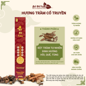 Hương nhang trầm Bồ đề tâm 99 nén dài 36cm cháy 55 phút hương trầm đặc biệt hương trầm cổ truyền tự nhiên không hóa chất hộp giấy