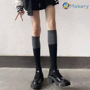 LM Knee High Socks Ladies Long Tube School Socks Black/Gray Color Girls JK Costumes