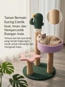 Cat Condo Rumah Kucing Cat Tree Condo Tiang Garukan Interaktif Rumah Terowongan Pet Cat Dog