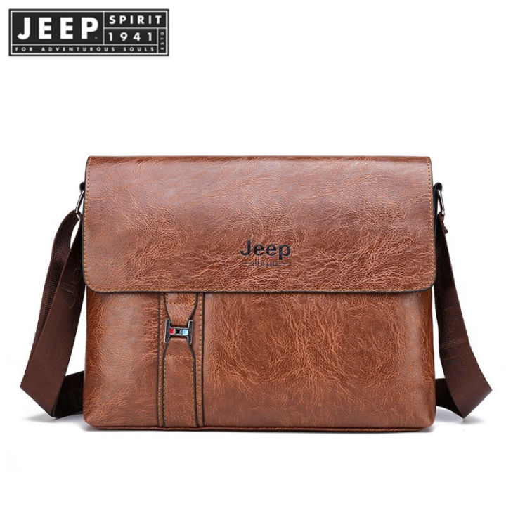 JEEP SPIRIT 1941 ESTD Casual Leather Large Capacity Shoulder Bag