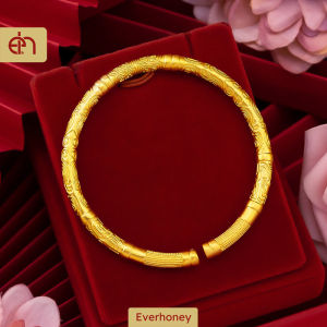 Everhoney Gold Bangle Cloud Embossed Open Cuff Adjustable Bracelets for Women Girls