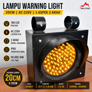 Lampu Warning Light 20CM 220V AC 1 Aspek 2 Arah Depan Belakang 168 LED | Lampu Hati-Hati Traffic Light