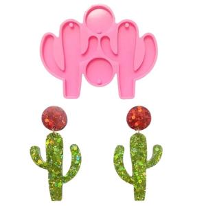 Dễ thương xương rồng khuôn silicon UV nhựa Epoxy khuôn mẫu bông tai tự làm Charm Mặt dây chuyền khuôn Keychain công cụ làm