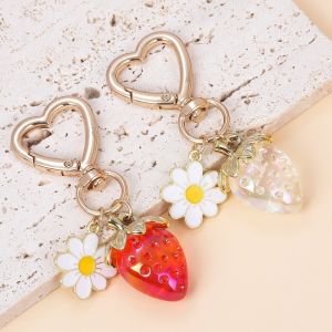Cute Strawberry Daisy Keychain for Bag/Earphone Case/Phone/Car Best Friend Gift