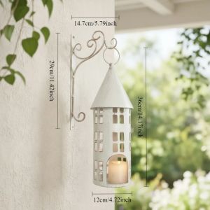 FFBH Vintage Castle-Shaped Metal Candle Holders Rustic Fairy Tale Hanging Candlestick Home Garden Living Room Wall Candlesticks Decor 3H4K8