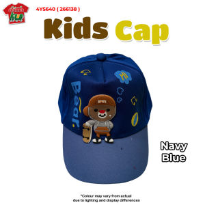 Kids Cap 4-8 Years | Adjustable Cartoon Bear Cap | Breathable Polyester Children Hat | Black Navy Blue