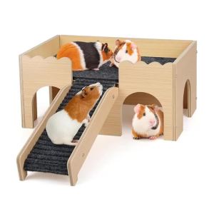 [Bồ công anh] lâu đài lợn guinea bằng gỗ chắc chắn  nhà ẨN NÁU đa cấp có cầu thang  môi trường sống dễ dàng lắp ráp cho chuột đồng/thỏ/chinchillas