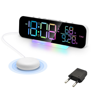 Đồng hồ kỹ thuật số rung với báo động nhiều cách 3 cấu hình công suất tự động độ sáng 7 đèn màu giữ bộ nhớ cho phòng ngủ nếu không bàn