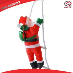 【Alloet】 Seasonal Festive Decoration Santa Claus Climbing Rope Ornament for Home Garden Bright Red and White Christmas Decor