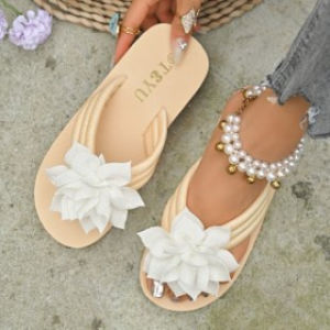 [Free Shipping] Sandals Wedge Heels Thick-Soled Embroidered Womens Shoes Sandals Lightweight Flip-Flops Womens Sandals