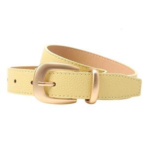 Women Stylish Faux Leather Skinny Belt Adjustable Gold Buckles For Jeans Dresses Pants Casual Outfit