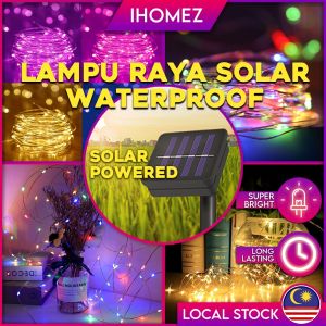 🔥【Readystock】 + FREE Shipping🔥 【2022】LED Solar Lampu Lip Lap Raya Viral Waterproof Outdoor Fairy Light Warna Warni Hiasan Kelip Kelip2 Aidilfitri