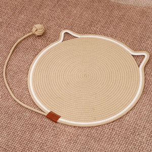 Cat Scratching Mat with Hanging Rope 43CM Large Size Woven Cat Scratcher Pad for Indoor Cats