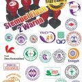 Stempel Flash warna otomatis, logo, bentuk kotak. 