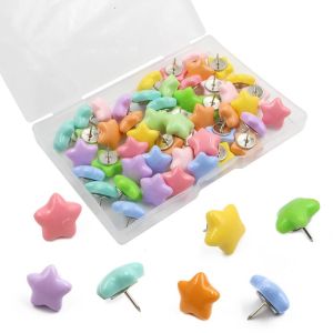 CUNXIN 20/50Pcs DIY Pentagram Push Pins 3D Macaron Thumb Tacks Easy Install Multifunctional Star Shape Pushpins School Stationery