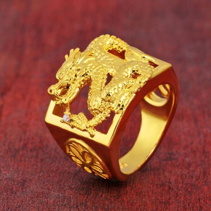 HZP Vietnam Sand Gold Ring Men Boutique Dominant Dragon Ring Laos