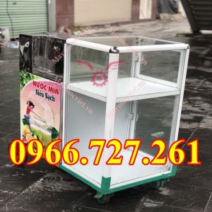 Máy ép nước mía tủ kính 3 lô kim cương inox