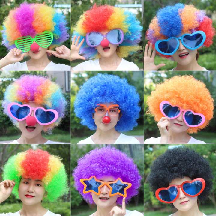 Halloween Carnival Circus Clown Wigs Vintage Disco Wavy Curly