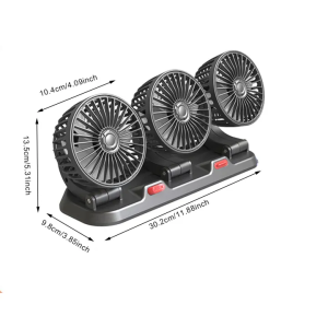 พัดลมติดรถยนต์ 3หัว พัดลมในรถยนต์ USB เหมาะสำหรับรถทุกรุ่น ใช้ได้ในรถและในบ้าน หมุนได้รอบทิศทาง 360 พัดลมตั้งโต๊ะ พัดลม พัดลมพกพา  พัดลมหัวคู่ติดรถยนต์