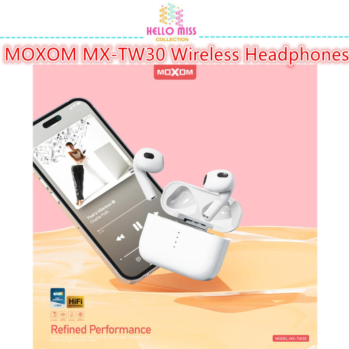 MOXOM MX-TW30 tws Bluetooth V5.3 Earphone Hifi Stereo Wireless Headphones - WHITE
