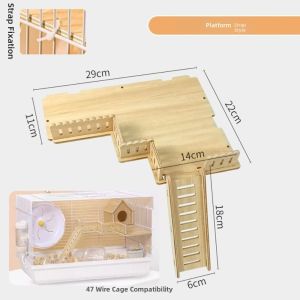 OUTOPEN Wooden Wooden Hamster Platform Anti-Bite Fence Proof Design Hamster Nest Ladder Pet Supplies Safe Hamster Climbing Platform Hamster Cage