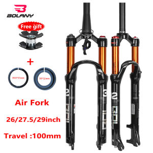 BOLANY MTB Bike Fork Supension Air 26/ 27.5/ 29er Inch Straight/ Tapered Lockout QuickRelease Magnesium Alloy Bicycle Accessories