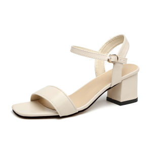 [Free Shipping] Square-Toe Single-Strap High-Heeled Sandals New Style Chunky Heel Plus-Size Fashion Sandals For Women