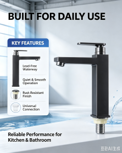"PRETTY ME.SHOP" (#9322) bathroom basin tall faucet stainless steel black
