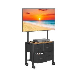 Movable Adjustable Rolling TV Stand with Screen Rotation and Height Adjustment