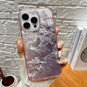 Kisscase vỏ điện thoại hoa văn hình lá thông sang trọng cho Iphone 15 14 13 12 Pro Max Laser long lanh bao gồm tất cả TPU + Acrylic chống rơi Chống Sốc Ốp lưng cho iPhone 15 14 13 12