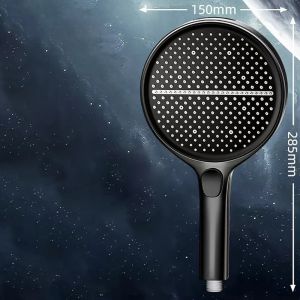 Black 15CM Big Panel 4 Modes Pressure Boost Shower Head High Pressure Large Flow Spray Nozzle Massage Shower Bathroom Accessorie2026