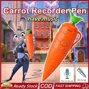 Carrot Voice Recorder 2IN1 Electronic Sound Toy Can Write Graffiti Ballpoint Pen Novelty Voice Recorder Pen Gift