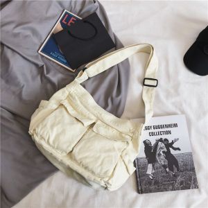 Crossbody bag female literary youth shoulder bag INS large capacity tooling canvas bag college backpack