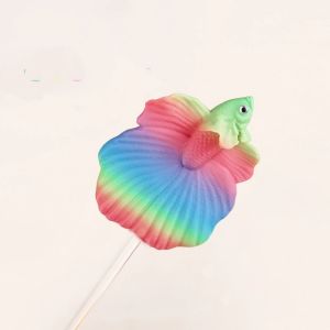 Long Pole Teasing Fish Stick Fish Shaped Resin Simulation Betta Stick Fun Colorful Betta Training Wand Teaser Toy