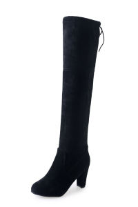 Size 34-43 (Add One Size) Long Boots Over Knee Womens Elastic Boots Suede Students Leisure Low Heel Long Boots Women