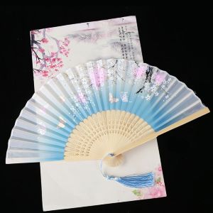 HOUCHU Elegant 1 pcs Vintage Style Summer Gift Bamboo Wooden Colorful Folding Fan Home Decoration Dance Hand Fan Fan Crafts