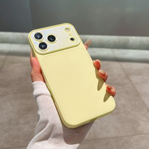 Glitter Bling Large Window Protective Phone Case For iPhone 17 16 15 14 Pro Max Skin Friendly Candy Color Shockproof Cover Capa