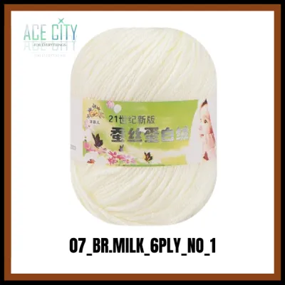 Benang Rajut Katun Sutra Susu 6 PLY / Silk Cotton Yarn Milk For Kniting 50gram Part 1