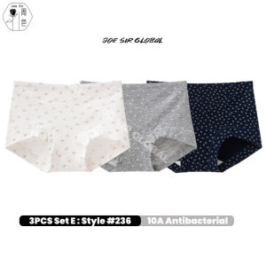 Joe Sir 3PCS Women Cotton Boyshort Underwear Cute Print Mid Waist Panties Antibacterial Extended Gusset Soft Stretch No Ride Up Briefs