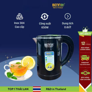 Ấm Siêu Tốc Mini 2 Lớp Giữ Nhiệt Bennix BN-006EK Dung Tích 06L- Bảo hành 12 tháng