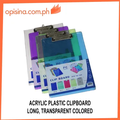 ACRYLIC PLASTIC CLIPBOARD LONG TRANSPARENT COLORED