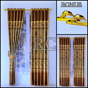 Gorden Jendela Pintu Mewah Kain Blackout Tebal Dan Lembut Glossy Model Smokring Poni Tempel