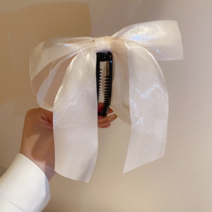 Female Banana Clip Fabric Streamer Hair Claw Ribbon Bow Hairpin Korean Ponytail Hair Clip Hair Pins Fashion Girl Hair Accessories