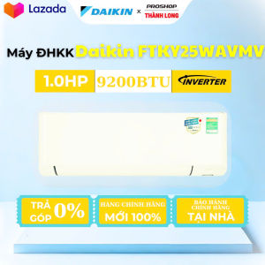 TRẢ GÓP 0 PHẦN TRĂM LẮP ĐẶT MIỄN PHÍ TẠI KHU VỰC TỈNH BÌNH THUẬN Máy lạnh Daikin Inverter 1HP FTKY25WAVMV Thương hiệu Nhật Bản Daikin Tiêu thụ điện 07 kWh Kích thước ống đồng 6 10 nhãn năng lượng 5 sao BẢO HÀNH 1 NĂM LINH KIỆN 5 NĂM MÁY NÉN