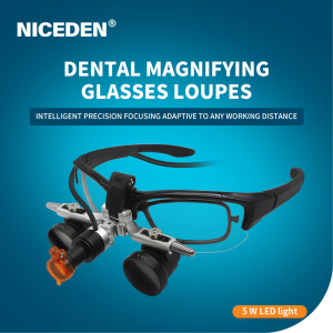 NICEDEN กล้องสองตาสำหรับทันตกรรม3.5X 2.5X น้ำหนักเบามากมีแว่นขยายออพติคอลที่ถอดออกได้สายตาสั้นปรับได้5W