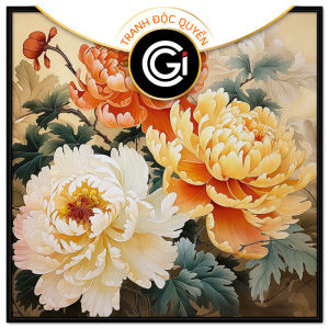Tranh treo tường tranh dán tường hoa mẫu đơn tranh decor tranh phong thủy. CGI-123