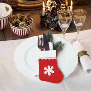 1/2/3pcs Christmas Decorations Tableware Socks Christmas Sock Knife Fork Cover Christmas Cutlery Set