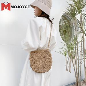 MOJOYCE Women Vacation Straw Rope Hand-woven Small Purse Summer Messenger Slim Bags